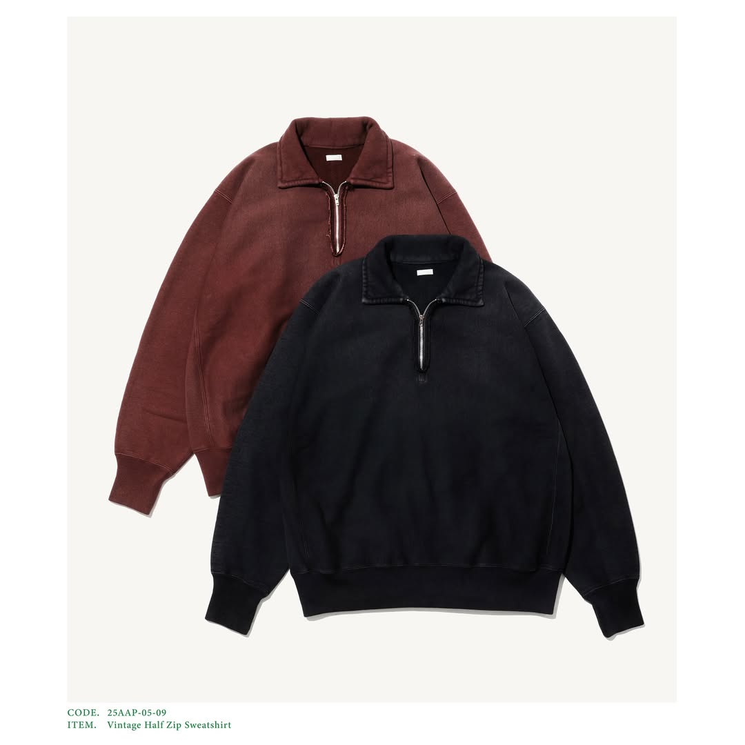 A.PRESSE 25AW Vintage Half Zip Sweatshirt